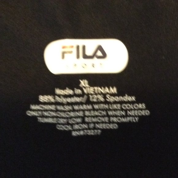FILA Black Dri-Fit Short Sleeve V-Tee, Size XL - Picture 2 of 3